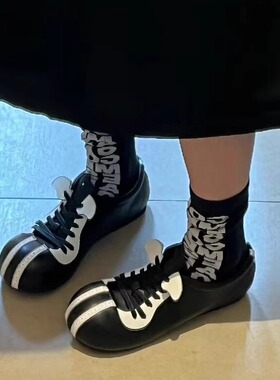 杨超越同款小皮鞋2026夏季新款休闲平底鞋时尚大头鞋透气运动单鞋