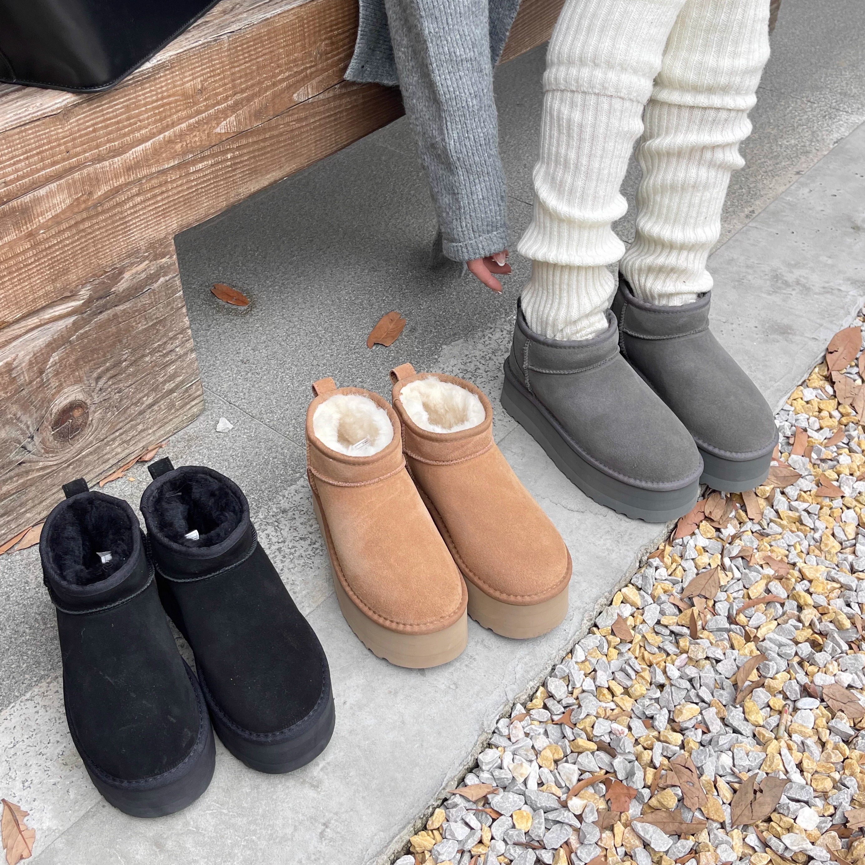 周冬雨同款mini皮毛一体雪地靴女