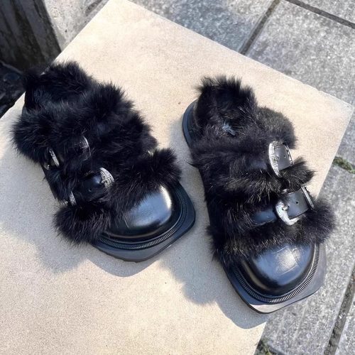 防滑保暖毛毛鞋懒人一脚蹬拖鞋女