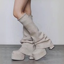 日系厚底高跟辣妹裤管靴2025秋冬新款方头高筒靴显瘦弹力瘦瘦靴女