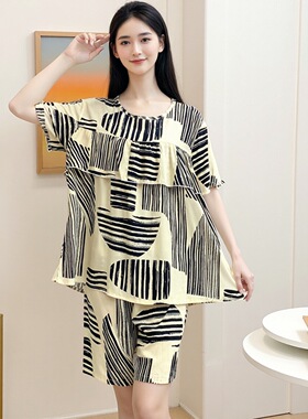 2025新款棉绸睡衣女薄款防凸点不带胸垫可外穿大码家居服套装Y116