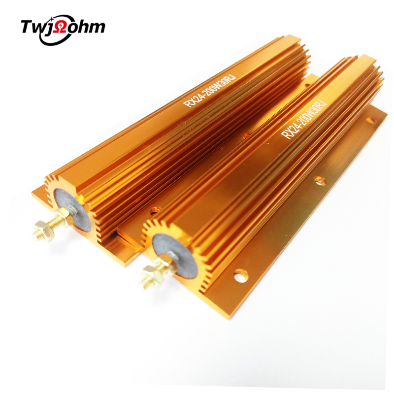 RX24大功率黄金铝壳电阻75W100W150W200W 0.5R2R6R散热解码电阻器