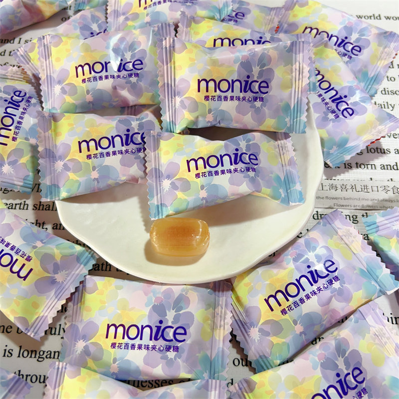 法国Monice茉奈樱花百香果味夹心硬糖结婚喜糖水果糖休闲零食散糖