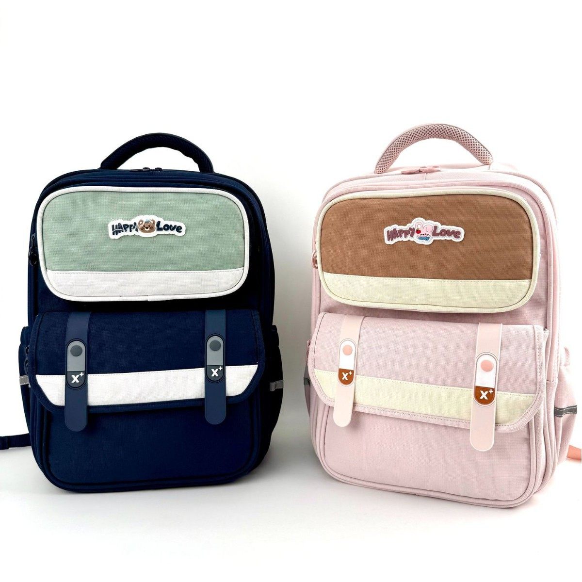 小钰米撞色拼接书包学生减负超轻便大容量二三至六年级男女生书包