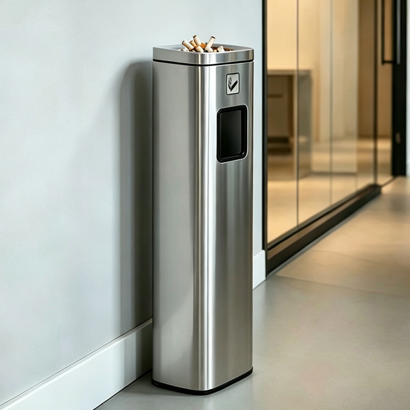不锈钢烟灰桶商场烟灰柱吸烟区烟蒂柱酒店大堂立式带烟灰缸垃圾桶