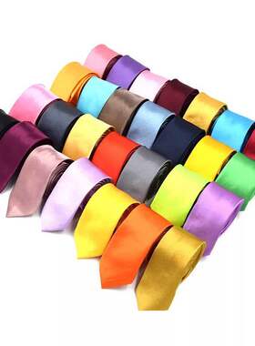 韩版领带5CM彩色 休闲活动学生男女款免烫纯色黑色职业正装窄领带