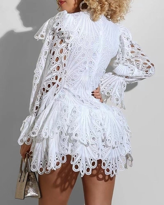 2020高端名媛气质小众设计法式宫廷风白色连衣裙