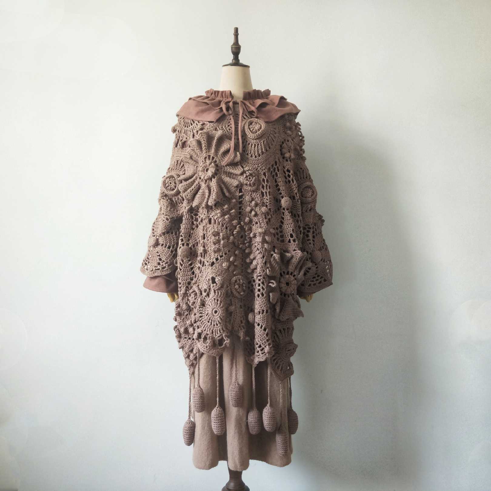 森语手工编织立体花朵制作毛衣