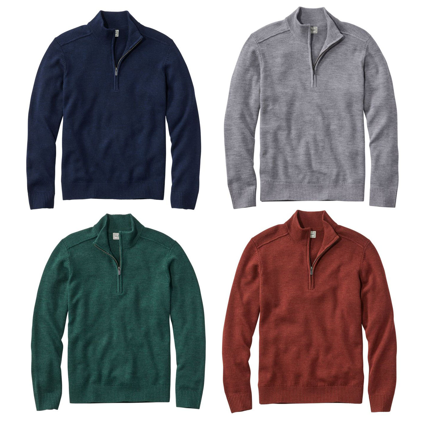 美国代购L.L.Bean男毛衣保暖透气柔软半拉链套头纯羊毛衫TA525913