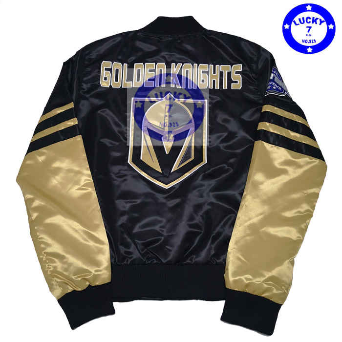 女士中童春秋薄款私藏正品NHL维加斯金骑士缎面夹克棒球服M码XXL