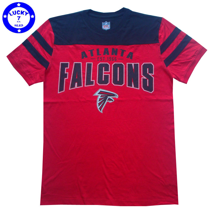 正品NFL亚特兰大猎鹰Falcons红夏季男士美式印花纯棉短袖T恤2XL码