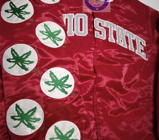 勒布朗同款私藏正品俄亥俄州立花臂亮红色秋冬夹棉亮面棒球服M码