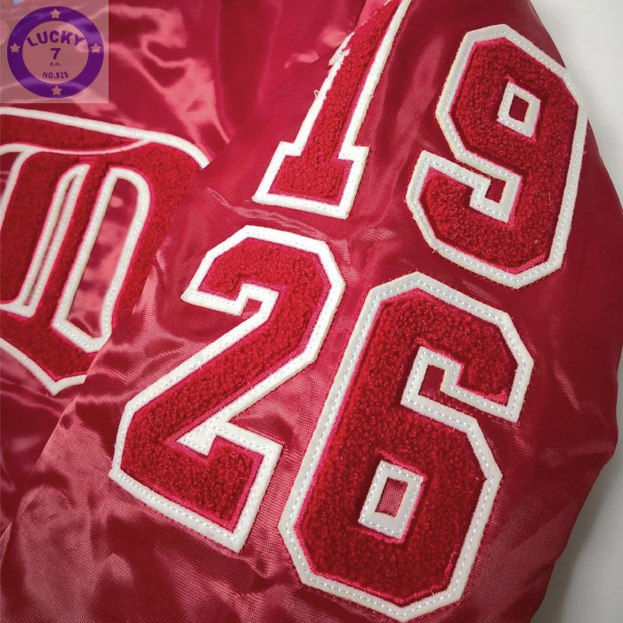 私藏正品底特律红翼复古红花臂毛巾绣男女秋冬夹棉亮面棒球服M码