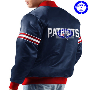 私藏正品新英格兰爱国者经典缎面夹克秋冬夹棉棒球服M码XL码XXL码
