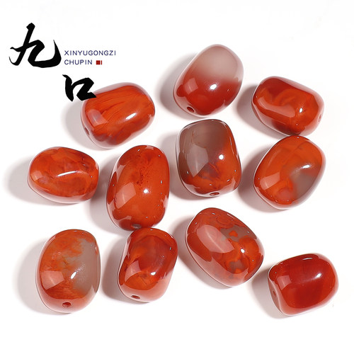 九口南红玛瑙冰飘满肉随型手串