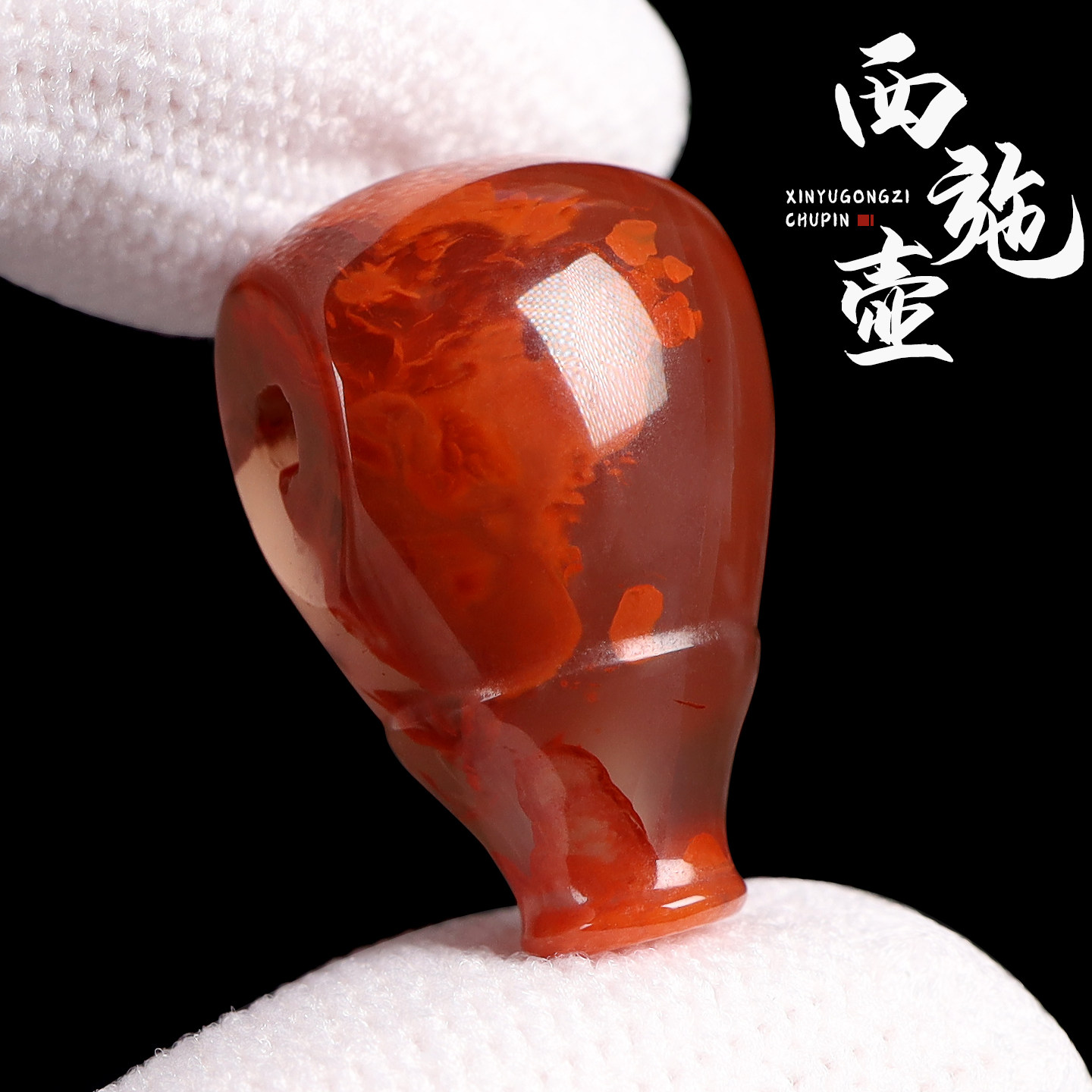 天然九口南红玛瑙三通佛头图片