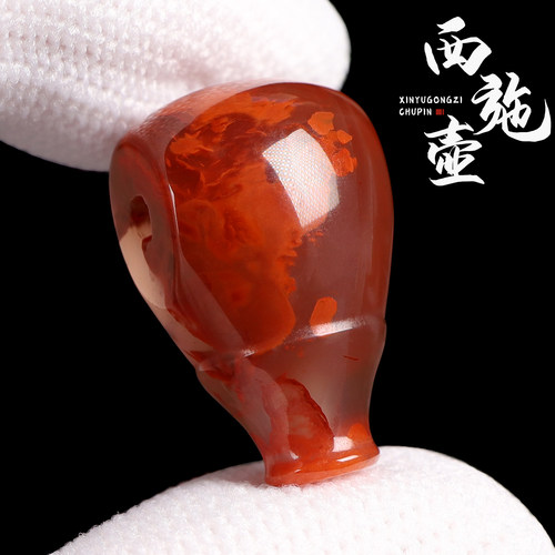 天然九口南红玛瑙三通佛头