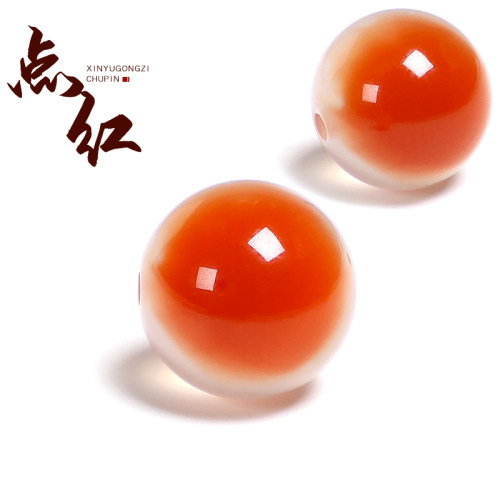原矿冰飘点红南红玛瑙圆珠