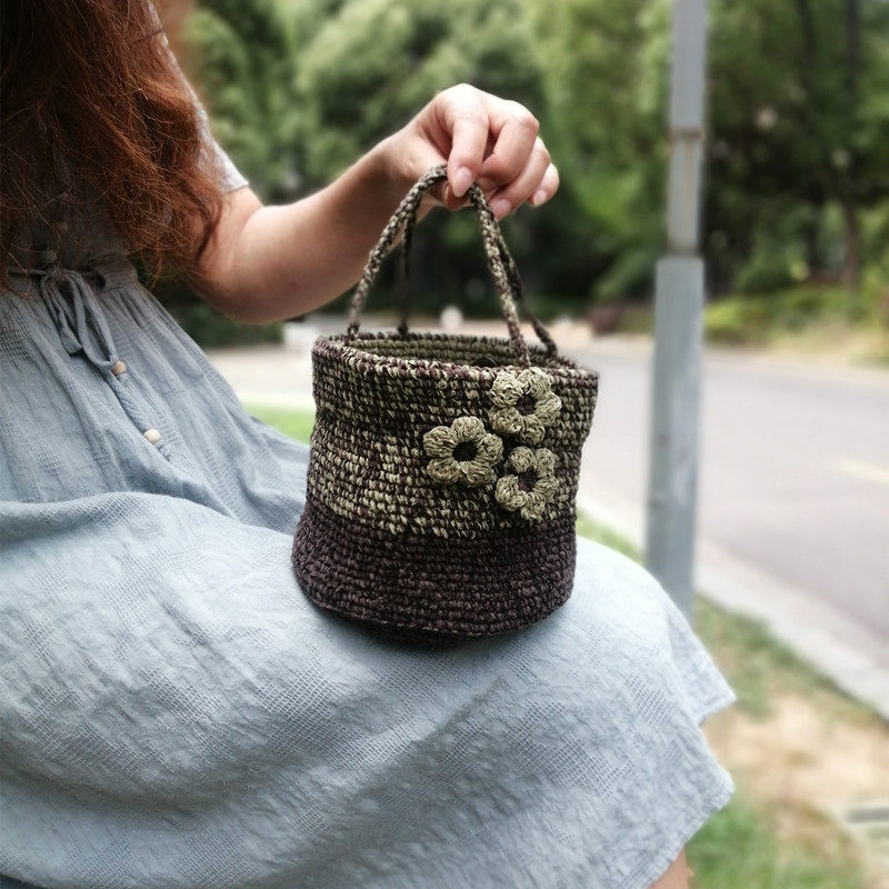 泡芙花水桶包贝壳包手提包手拎包迷你小包包女包袋纯手工毛线钩织,箱包皮具/热销女包/男包,水桶包,淘宝优惠券,粉丝福利购,淘宝优惠卷