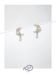 厚耳垂的世界S925银针小众设计感月亮精致气质耳钉耳环耳饰