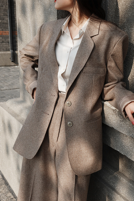 清货定制新款经典羊毛西服西装外套女七分裤套装lemaire金敏喜