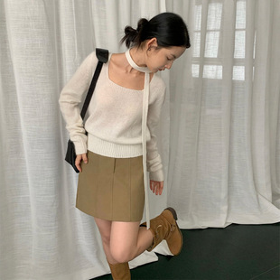 THXGIVING 美拉德穿搭复古质感高腰显瘦A字半身短裙女2024秋季