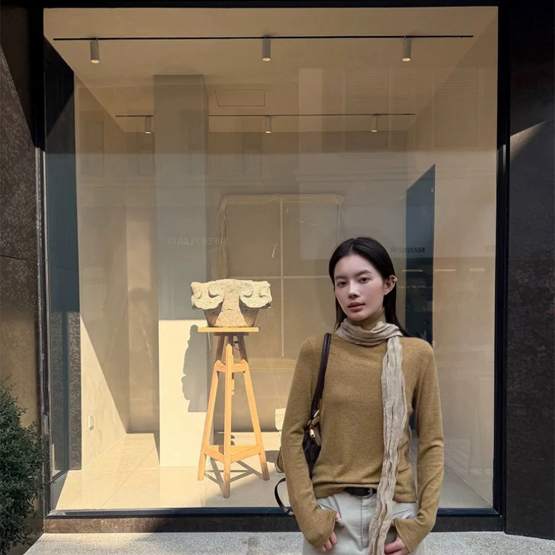 THXGIVING 老钱通勤秋冬高领打底衫女2026新款修身弹力基础内搭T