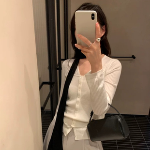 THXGIVING韩系温柔调开衫+吊带坑条杂点肌理针织两件套2026春季女