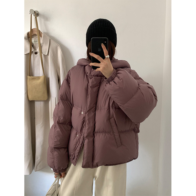 THXGIVING 韩版休闲蓬松羽绒服女2025冬季新款宽松连帽面包服外套