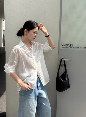 THXGIVING原生质感 天丝苎麻透气衬衫2026春夏精致蕾丝显瘦上衣女