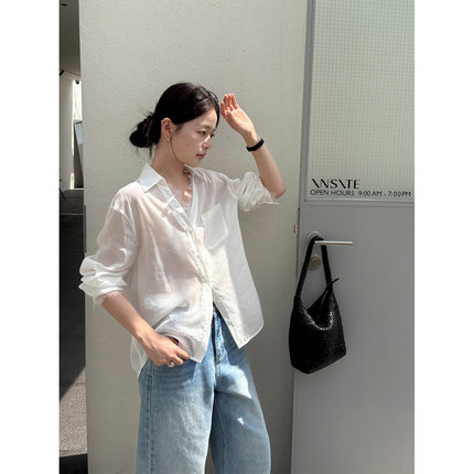 THXGIVING原生质感 天丝苎麻透气衬衫2026春夏精致蕾丝显瘦上衣女