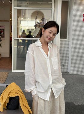 THXGIVING都市松弛调性宽松柔垂透气V领天丝苎麻衬衫2026春上衣女