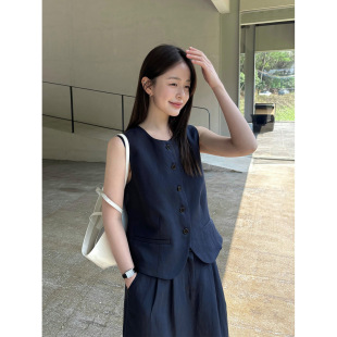 THXGIVING高智感ROW风 天丝亚麻背心马甲+半身长裙套装2026春季女