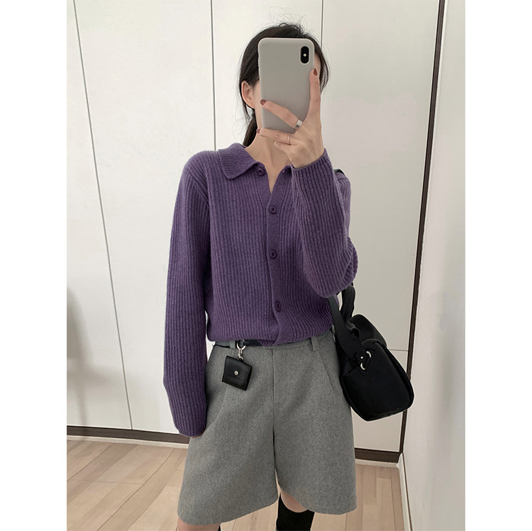 THXGIVING 冬日温柔软糯羊毛针织开衫女2025新款翻领百搭厚毛衣