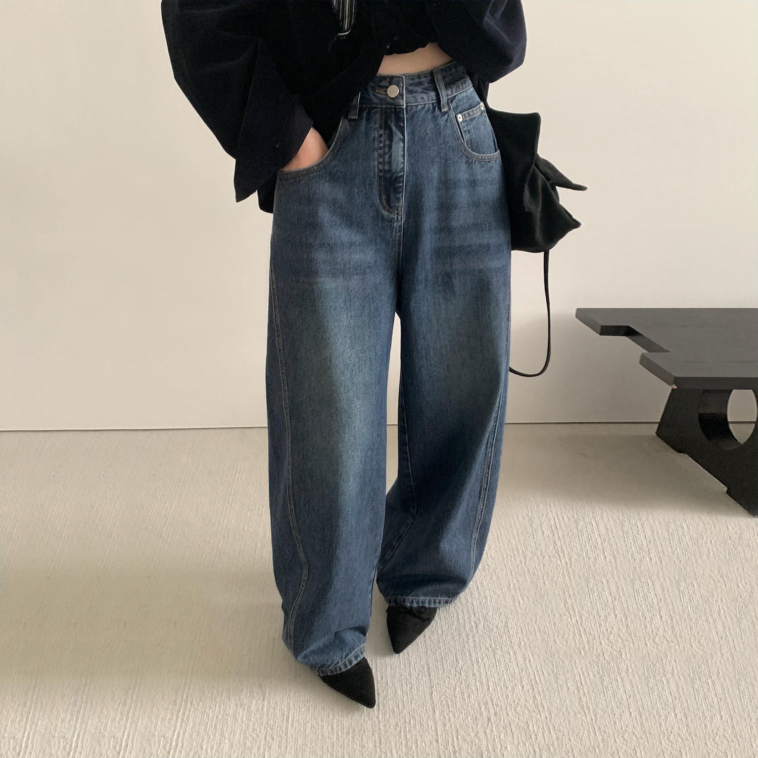 THXGIVING 不挑腿型显瘦百搭洗水阔腿牛仔香蕉裤女2025秋新款长裤