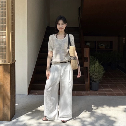 THXGIVING 慵懒老钱 撞色挂脖假两件镂空宽松针织衫女2026夏新款