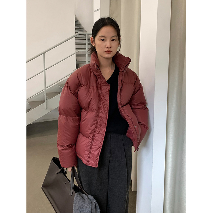 THXGIVING 白鸭绒加厚羽绒服女2024冬季新款韩版经典立领宽松外套