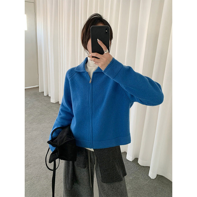 THXGIVING 简约随性百搭全羊毛针织外套女2025冬季新款加厚毛衣