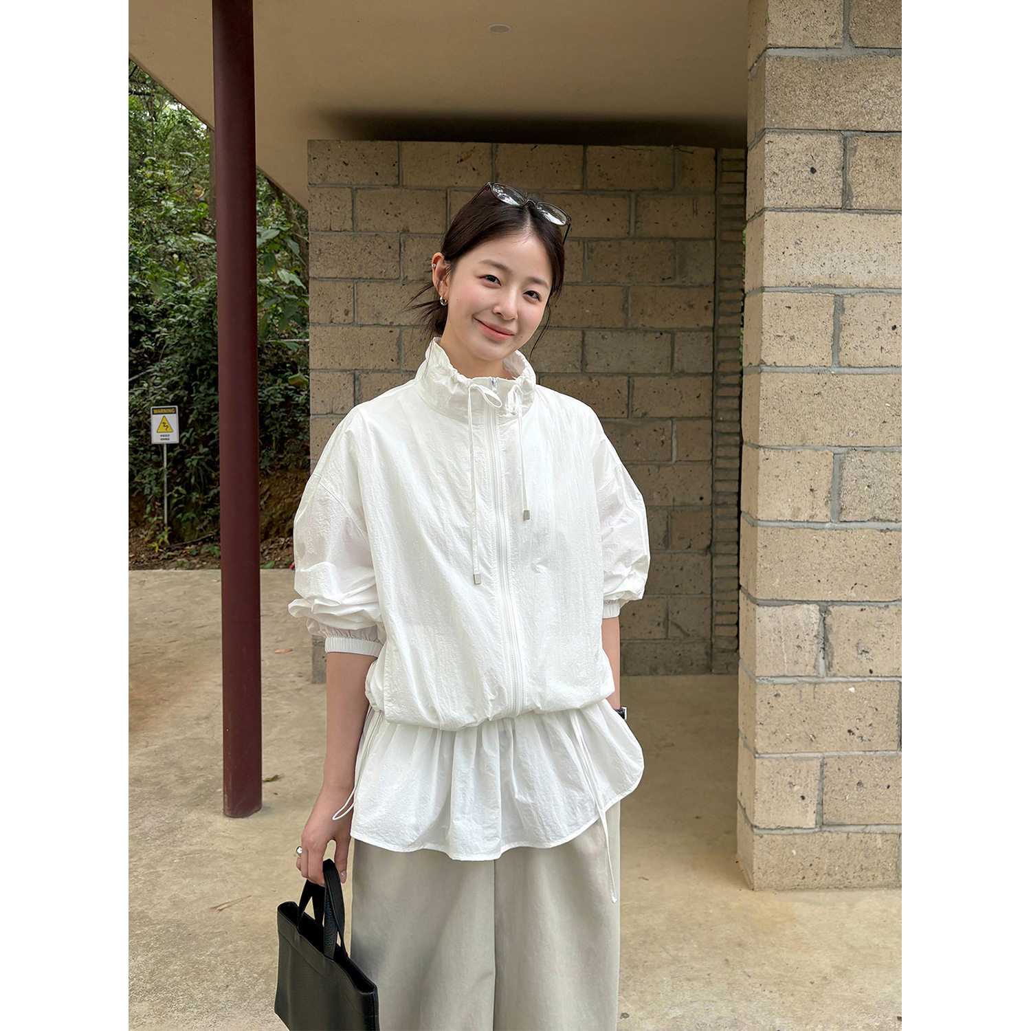 THXGIVING春日神器 可拆卸系带裙摆遮胯休闲立领外套2026新款女士