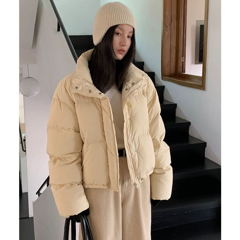 THXGIVING 经典立领白鸭绒羽绒服女2025冬季新款宽松百搭拉链外套