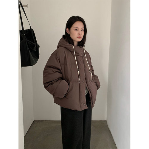 THXGIVING 连帽羽绒服女2025冬季休闲百搭下摆抽绳宽松保暖外套