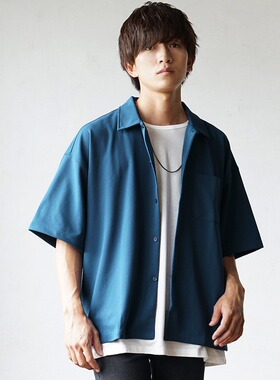 24夏nacostyle出口日单原D古巴领美式休闲复古风男士纹理衬衣