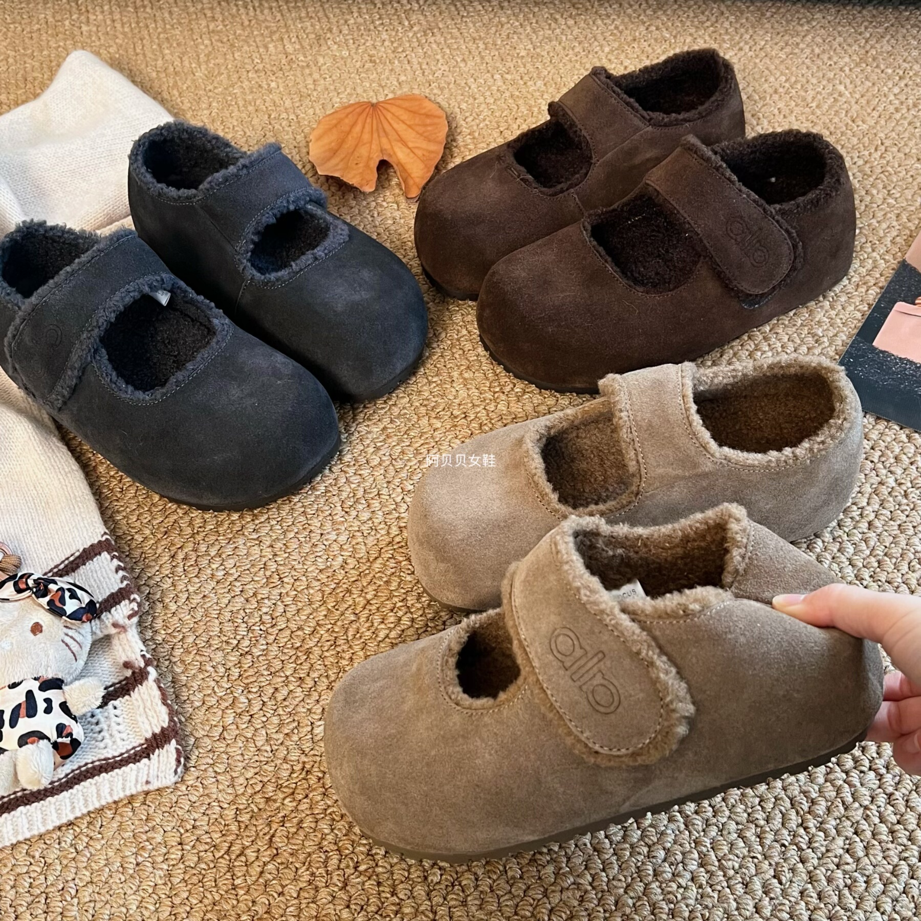 「BYBY」内增高5cm显脚小勃肯玛丽珍鞋女牛皮复古加绒ins单鞋厚底,女鞋,棉鞋,淘宝优惠券,粉丝福利购,淘宝优惠卷