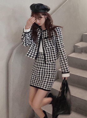 格纹秋冬小香风粗花呢半身裙千鸟格名媛气质百搭高腰显瘦包臀短裙