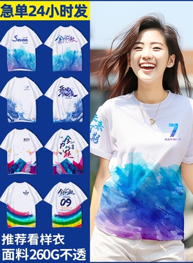 来图定制t恤短袖文化衫运动会diy班服学生团队服装聚会印logo团建