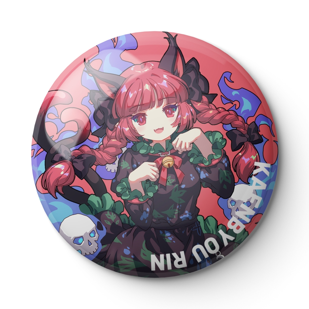 project现货东方火焰猫燐马口铁圆形徽章