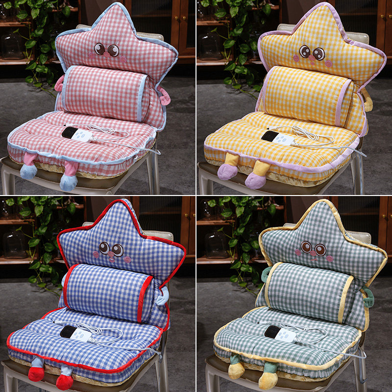 冬季可加热毛绒靠背一体坐垫