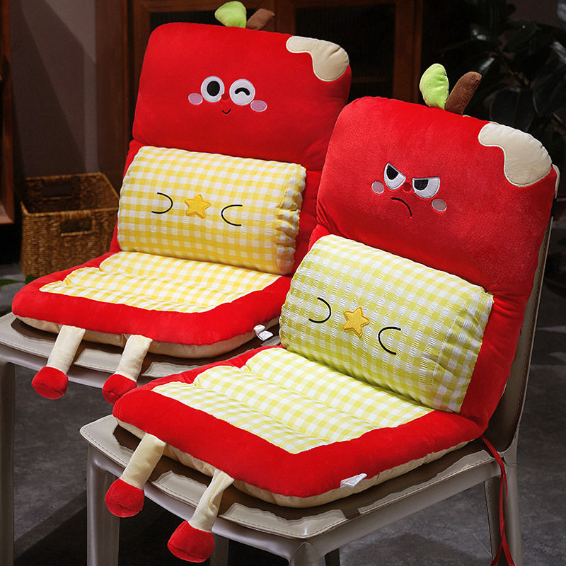 冬季毛绒靠背一体护腰办公椅垫