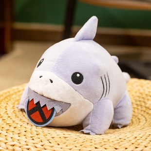 可爱搞怪鲨鱼毛绒抱枕家居装 饰游戏周边玩偶靠垫亲子安抚抱睡公仔