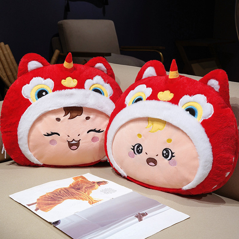 醒狮福娃两用抱枕被午睡礼品